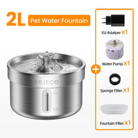 ROJECO Fuente de agua o bebedero de acero inoxidable con filtro para mascotas