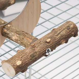 Percha de madera con espejo para aves