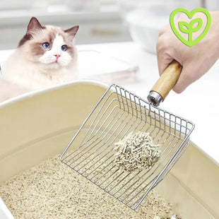 Pala de acero inoxidable para arena de gato