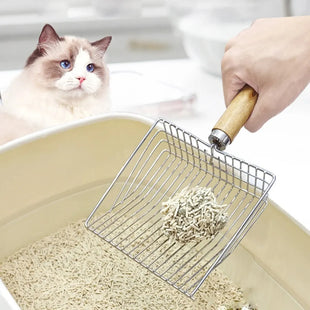 Pala de acero inoxidable para arena de gato