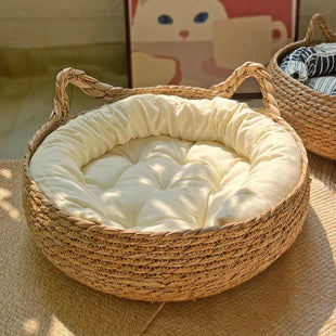 Cama de paja tejida para gato