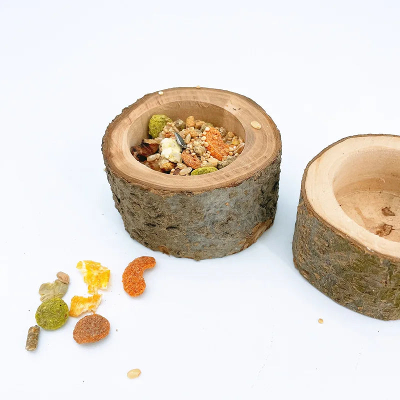Cuenco de madera para aves, hamsters, reptiles y otros